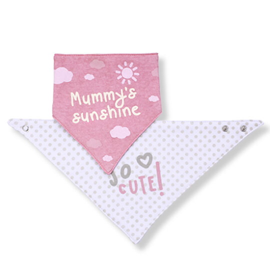 BABYONO Slintáčik malý text ružová 2 ks, 0m+