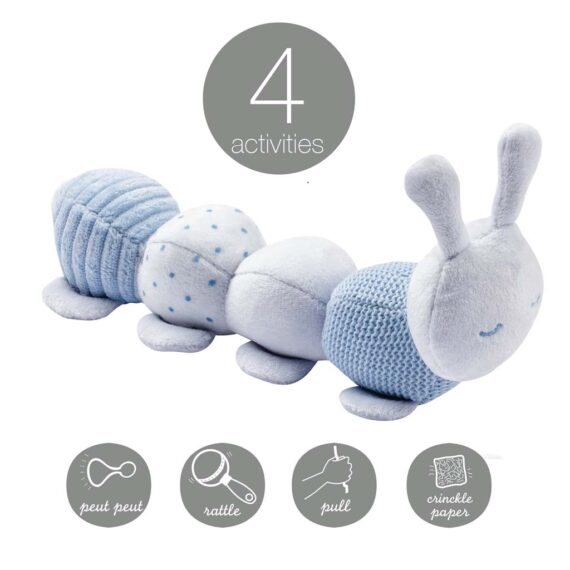 NATTOU Hračka húsenica edukačná 4 aktivity Lapidou blue