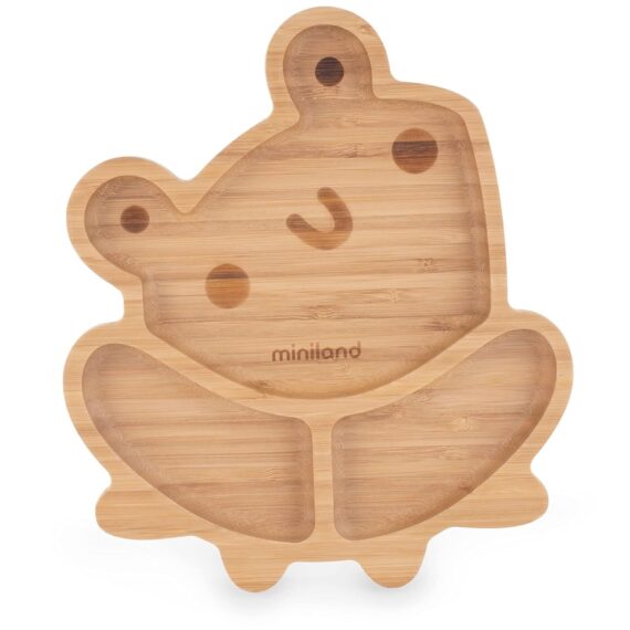 Miniland ECO-frienly Set na jedenie metódou BLW z dreva, Žabka