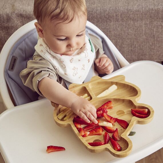 Miniland ECO-frienly Set na jedenie metódou BLW z dreva, Žabka