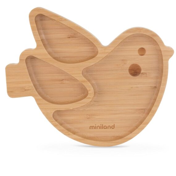 Miniland ECO-frienly Set na jedenie metódou BLW z dreva, Vtáčik