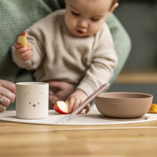 NATTOU Set jedálenský silikónový 4 ks, natural