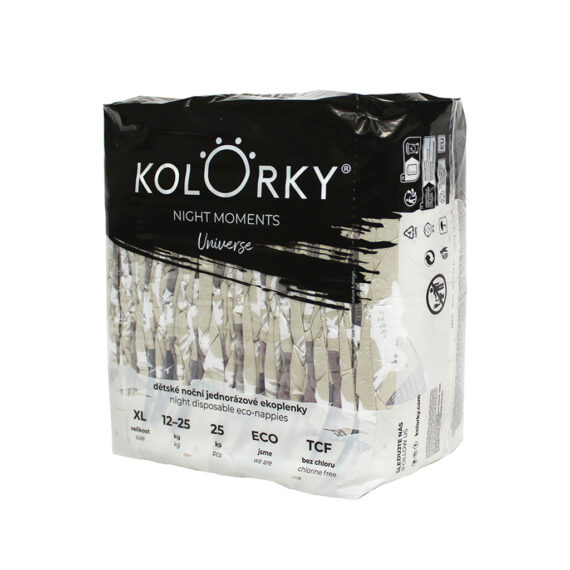 KOLORKY Ekoplenky nočné jednorazové Night Moments, Vesmír XL (12-25 kg), 25 ks