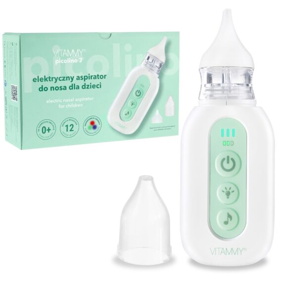 VITAMMY PICOLINO 7 Nosová elektrická odsávačka hlienov pre deti, 2 nástavce, 3 režimy