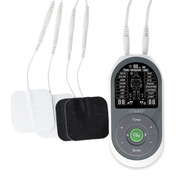 VITAMMY STIMULA Elektrostimulátor svalov, terapia TENS EMS a masáž 3 v 1 + 4 elektródy