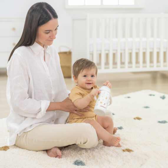 Miniland Valencia Termo dojčenská fľaša z nerezovej ocele s cumlíkom, 240 ml