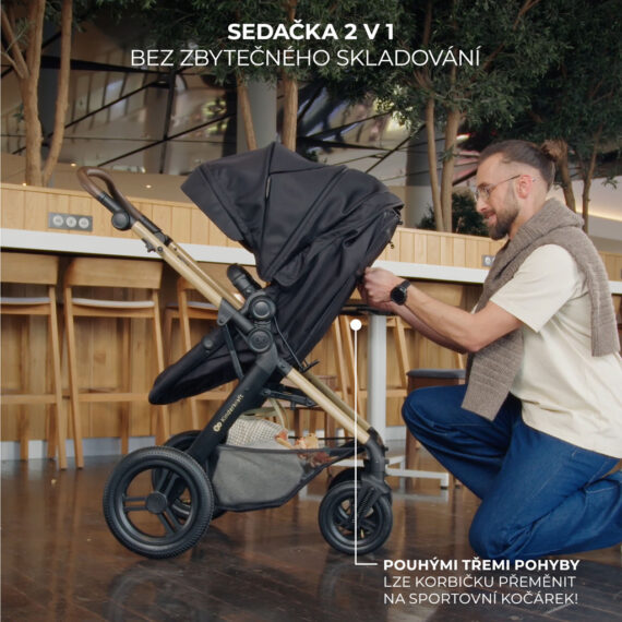 KINDERKRAFT Kočík kombinovaný 3v1 Moov 2 XL Air Grey
