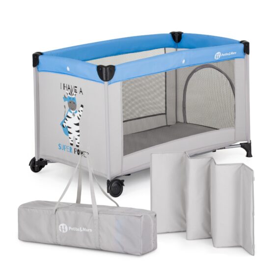 PETITE&MARS Postieľka cestovná Koot - Zebra Super Power