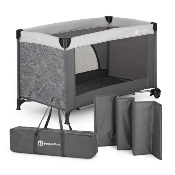 PETITE&MARS Postieľka cestovná Nyja Urban Jungle Charcoal
