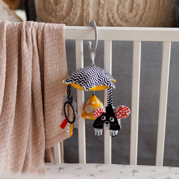 BABYONO Hračka závesná kontrastný kolotoč Mouse 0 m+