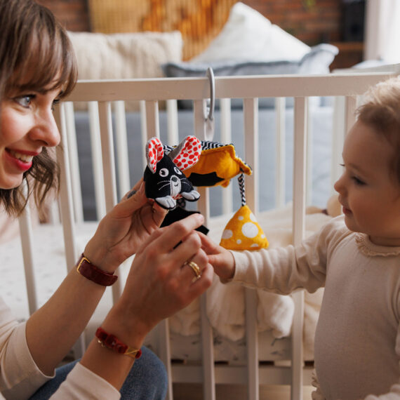 BABYONO Hračka závesná kontrastný kolotoč Mouse 0 m+