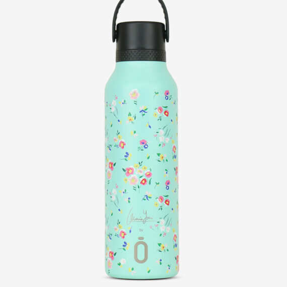 Runbott Mii Nerezová termofľaša s izoláciou – 600ml, Kvety na zelenej