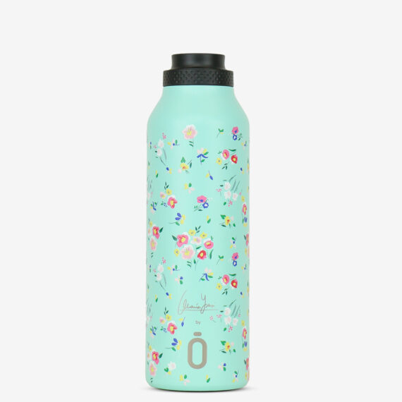 Runbott Mii Nerezová termofľaša s izoláciou – 600ml, Kvety na zelenej