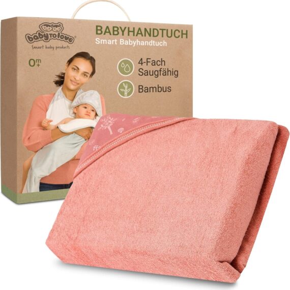 BabyToLove Bambusový uterák s kapucňou pre bábätká a deti – ružový les