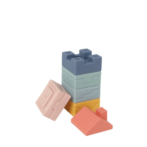 BabyToLove Moje prvé stavebné kocky – mäkké senzorické a edukačné bloky pre bábätká, 10 ks