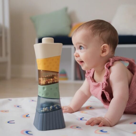 BabyToLove Sensory Stacking Tower Mäkká senzorická veža pre bábätká