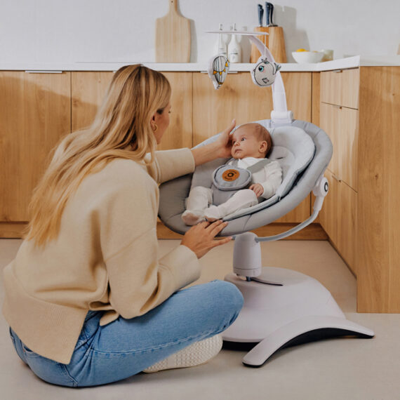 LIONELO Detské lehátko Bella Set Grey Concrete, 0m+