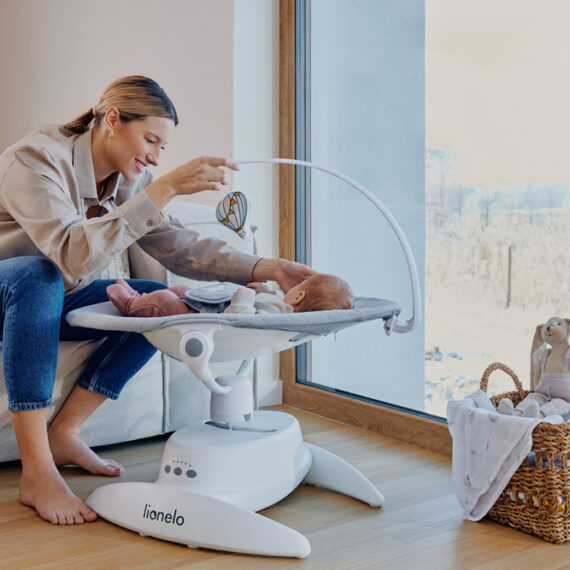 LIONELO Detské lehátko Iris Grey Concrete, 0m+