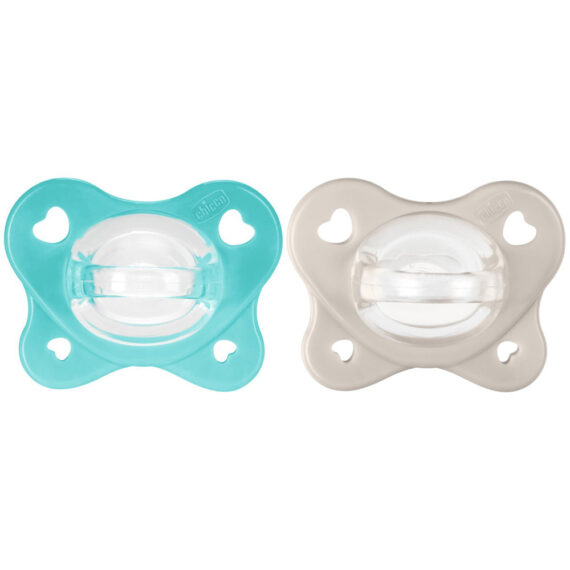 CHICCO Cumlík Physio Dual Soft silikónový chlapec 6-16m, 2 ks