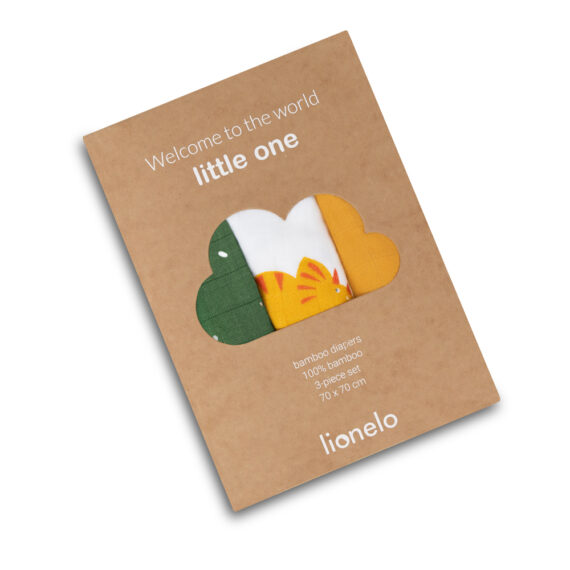 LIONELO Bambusové plienky Bamboo Set Dino, 3 ks