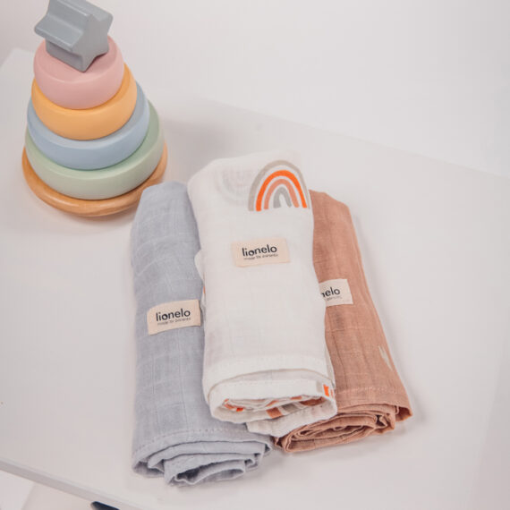 LIONELO Bambusové plienky Bamboo Set Rainbow, 3 ks