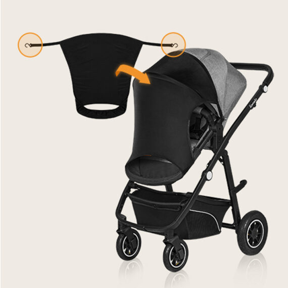LIONELO Slnečná clona na kočík Stroller Sun Cover Black Carbon