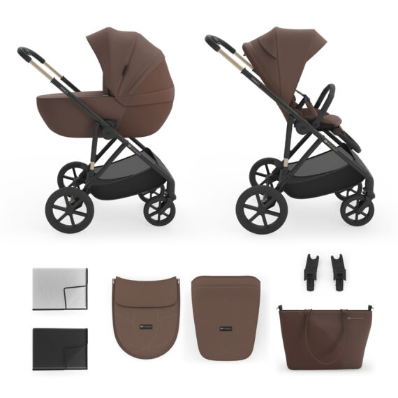 KINDERKRAFT Kočík kombinovaný 2v1 Prime 3 Velvet Mocca