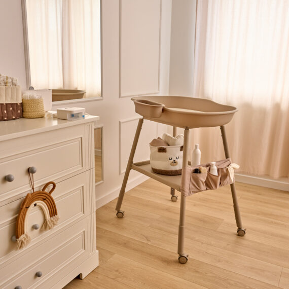 LIONELO Pult mobilný prebaľovací Rosie Beige Sand