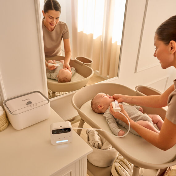 LIONELO Pult mobilný prebaľovací Rosie Beige Sand