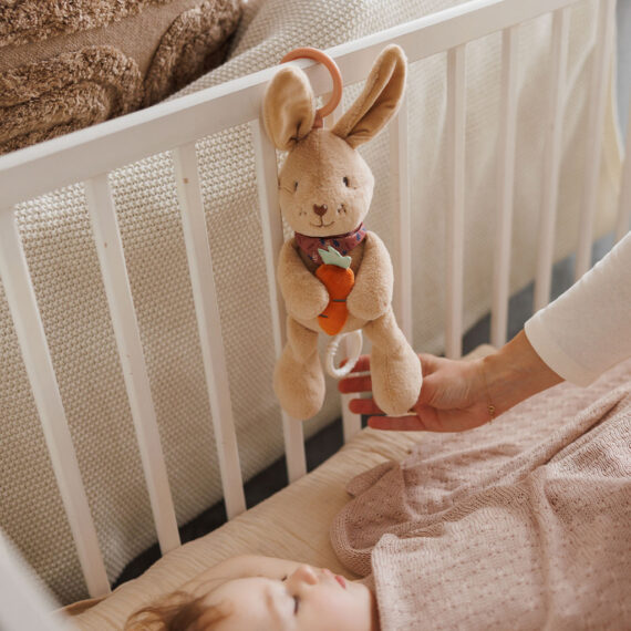 BABYONO Hračka hudobná na C-krúžku Rabbit Karo 0m+