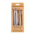 PETITE&MARS Silikónové lyžičky s puzdrom, sada 2 ks, Take&Match Sand - Cocoa 6m+
