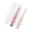PETITE&MARS Silikónové lyžičky s puzdrom, sada 2 ks, Take&Match Sand - Rose 6m+