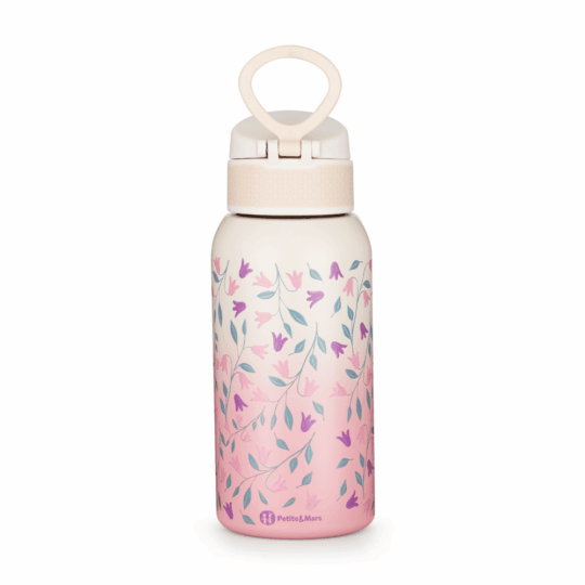 PETITE&MARS Fľaša nerezová termo s náustkom 500 ml Delicate Flowers 36m+