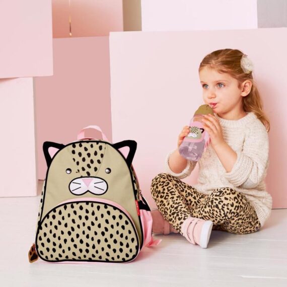 SKIP HOP Zoo Hrnček so slamkou bez PVC a BPA Leopard 12 m+