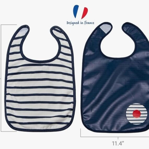 BabyToLove Štýlový podbradník Easy Up Navy Love – Mäkký podbradník, 2ks