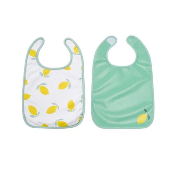 BabyToLove Set podbradníkov – Mäkké nepremokavé podbradníky, Happy Lemon, 2ks