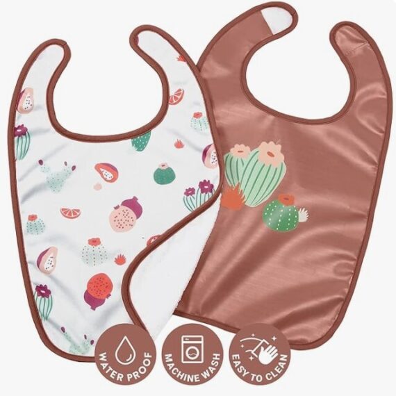 BabyToLove Set podbradníkov – Mäkké nepremokavé podbradníky, Cactus Garden, 2ks