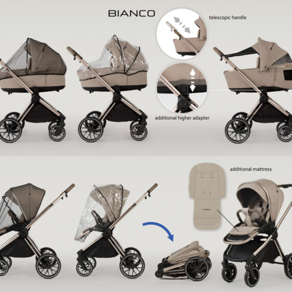 ADAMEX Kočík kombinovaný Bianco 9 Champagne Beige