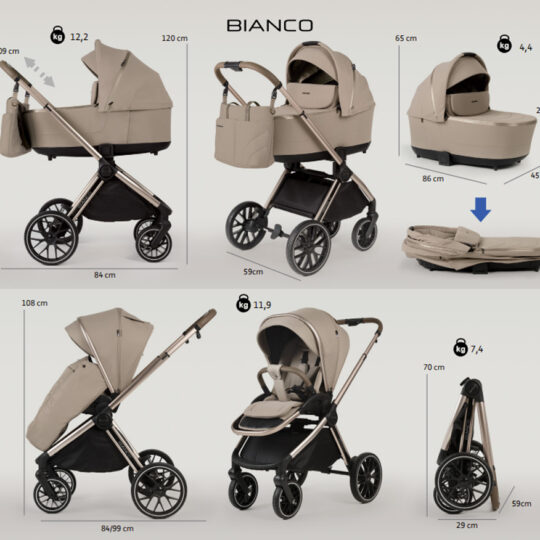ADAMEX Kočík kombinovaný Bianco 9 Champagne Beige