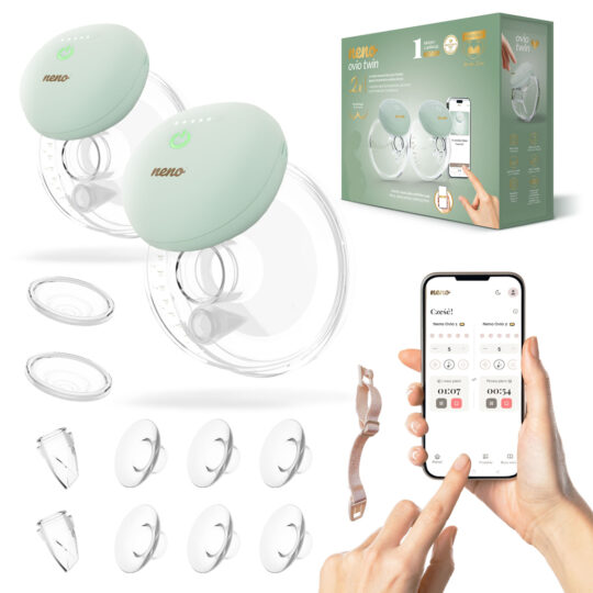 NENO Odsávačka mlieka Hands-free Ovio Twin dvojitá, bezdrôtová, elektronická s aplikáciou