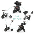 QPLAY Trojkolka Nova Deluxe 5v1 Black, 10-72 mesiacov