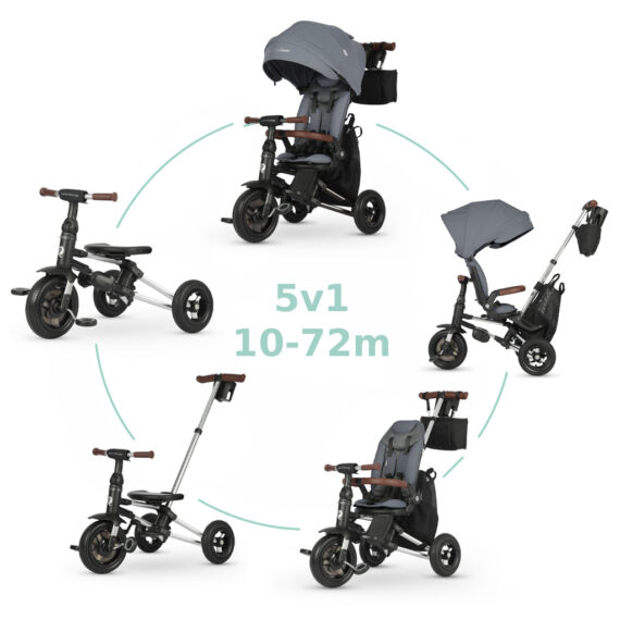 QPLAY Trojkolka Nova Deluxe 5v1 Grey, 10-72 mesiacov
