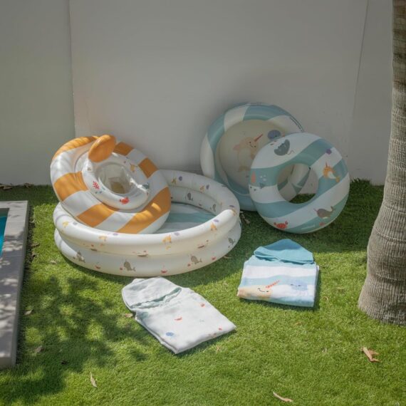 Miniland Swim Detské bavlnené pončo s kapucňou – 65x65 cm