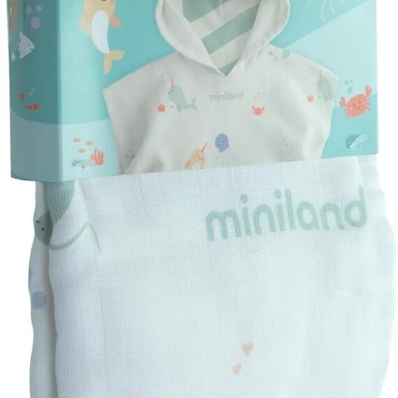 Miniland Swim Detské mušelínové pončo s kapucňou – 65x65 cm
