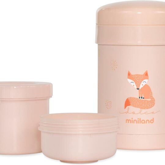 Miniland Dolce Termoska na jedlo s 2 hermetickými nádobami, 700 ml, ružová