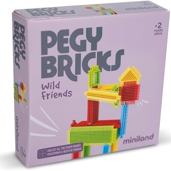 Miniland Pegy Bricks Divokí kamaráti Kreatívna stavebnica so zvieratkami