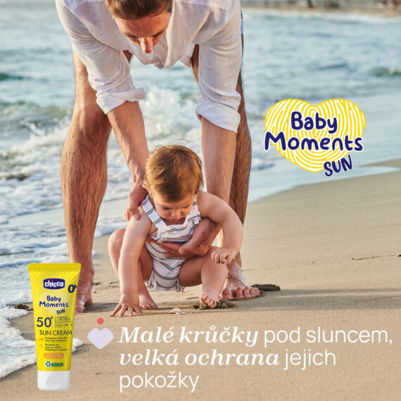 CHICCO Krém detský na opaľovanie s minerálmi Baby Moments Sun SPF50+ 75ml, 0m+