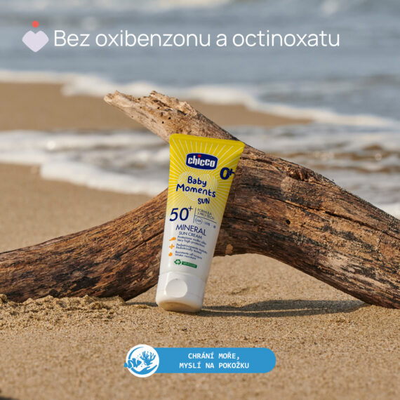 CHICCO Krém detský na opaľovanie s minerálmi Baby Moments Sun SPF50+ 75ml, 0m+