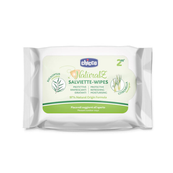 CHICCO Obrúsky proti komárom ochranné a osviežujúce Natural Z, 97% prírodných zložiek 20ks, 2m+
