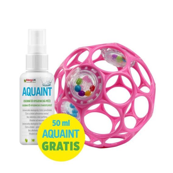 OBALL Hračka Oball RATTLE 10 cm 0m+ dark pink + 50 ml Aquaint